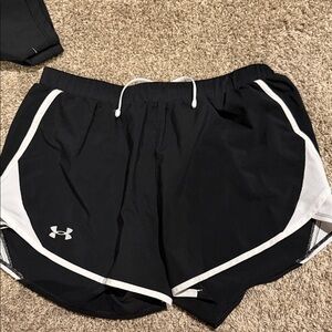 Under Armour Black Performance HeatGear Shorts with White Logo